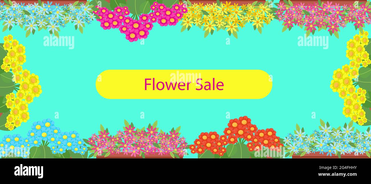 Floral sale banner, poster template for flower shop, vector illustration in flat style Stock Vector