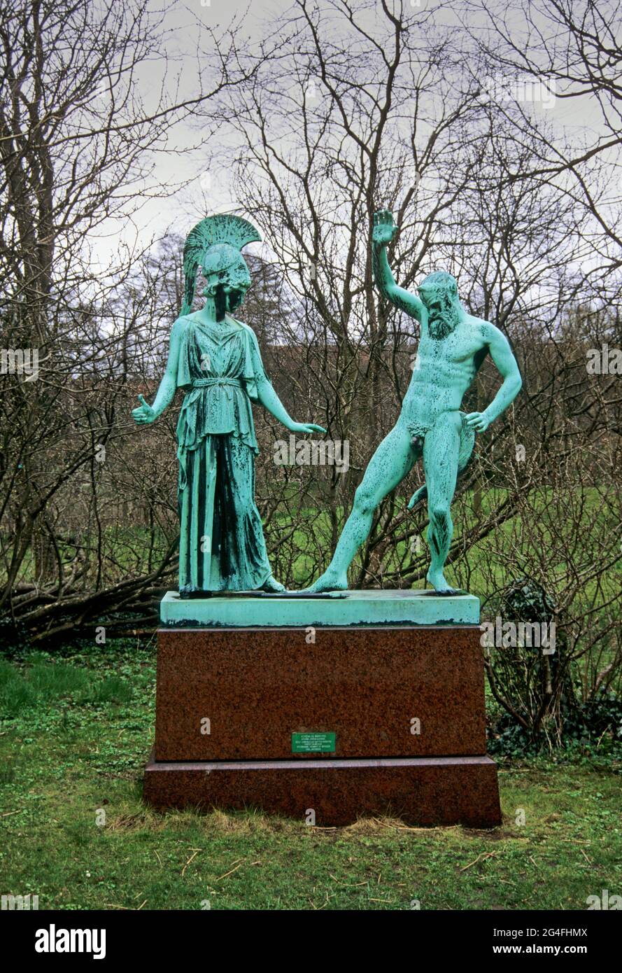 Marsyas and Athena statues (by Myron) in the botanical gardens of Copenhagen, Denmark Stock Photo