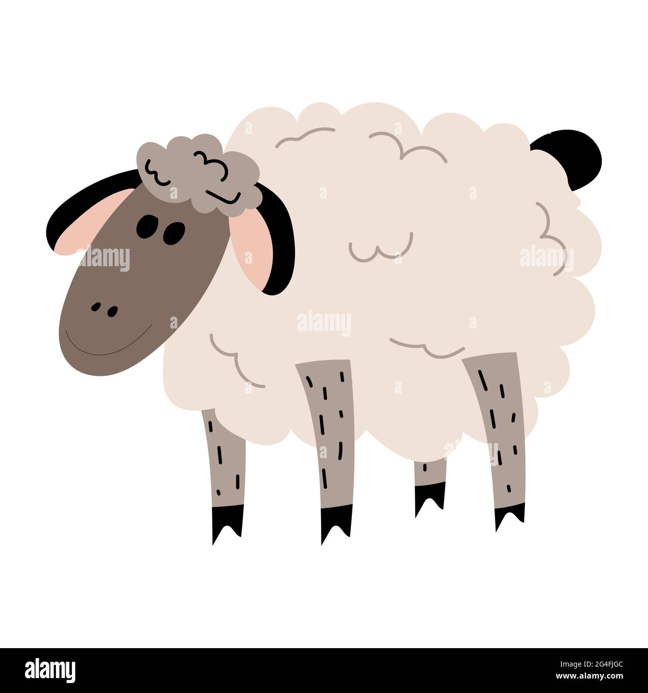 Sheep standing side view. Cute lamb .Vector  Stock Vector