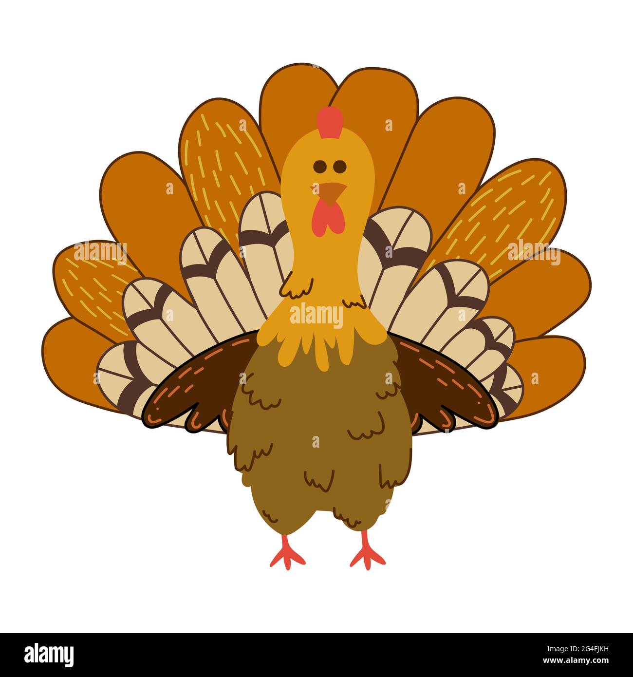 Cute flat turkey vector illustration. Farm bird  Stock Vector