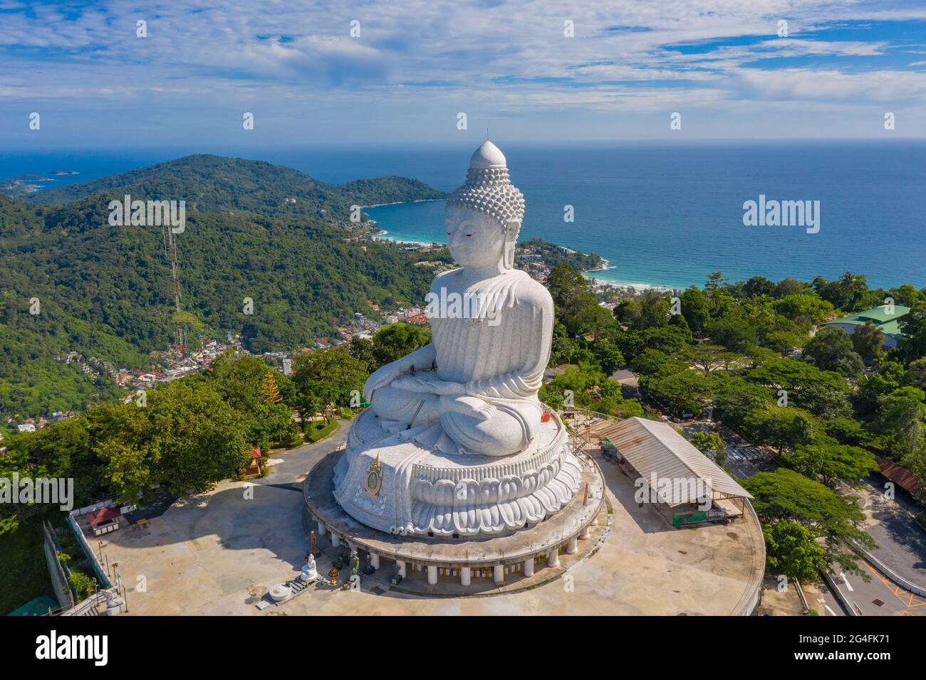 aerial photography Phuket big Buddha in sunny day Phuket Big Buddha is ...