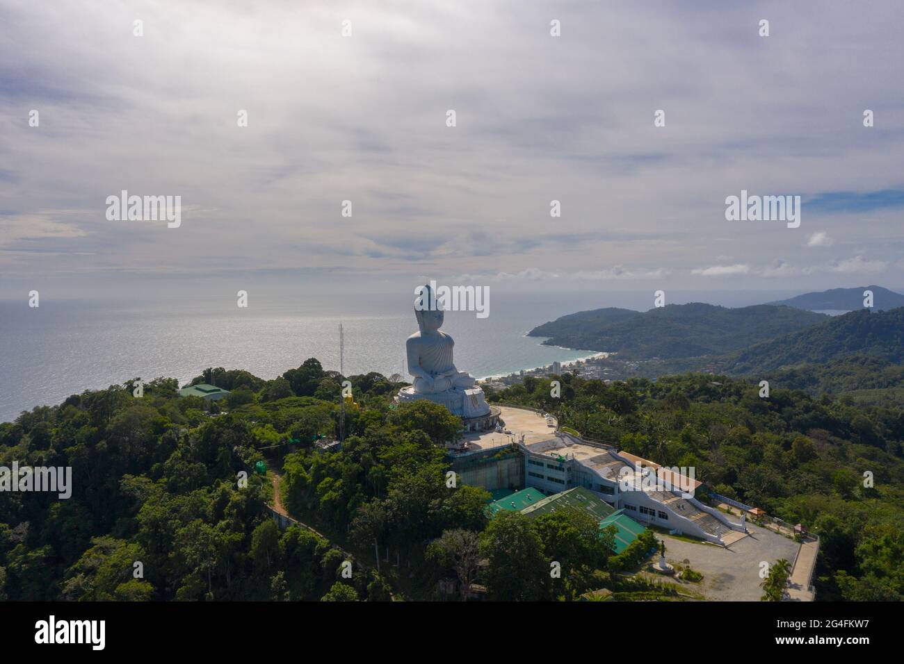 aerial photography Phuket big Buddha in sunny day Phuket Big Buddha is ...