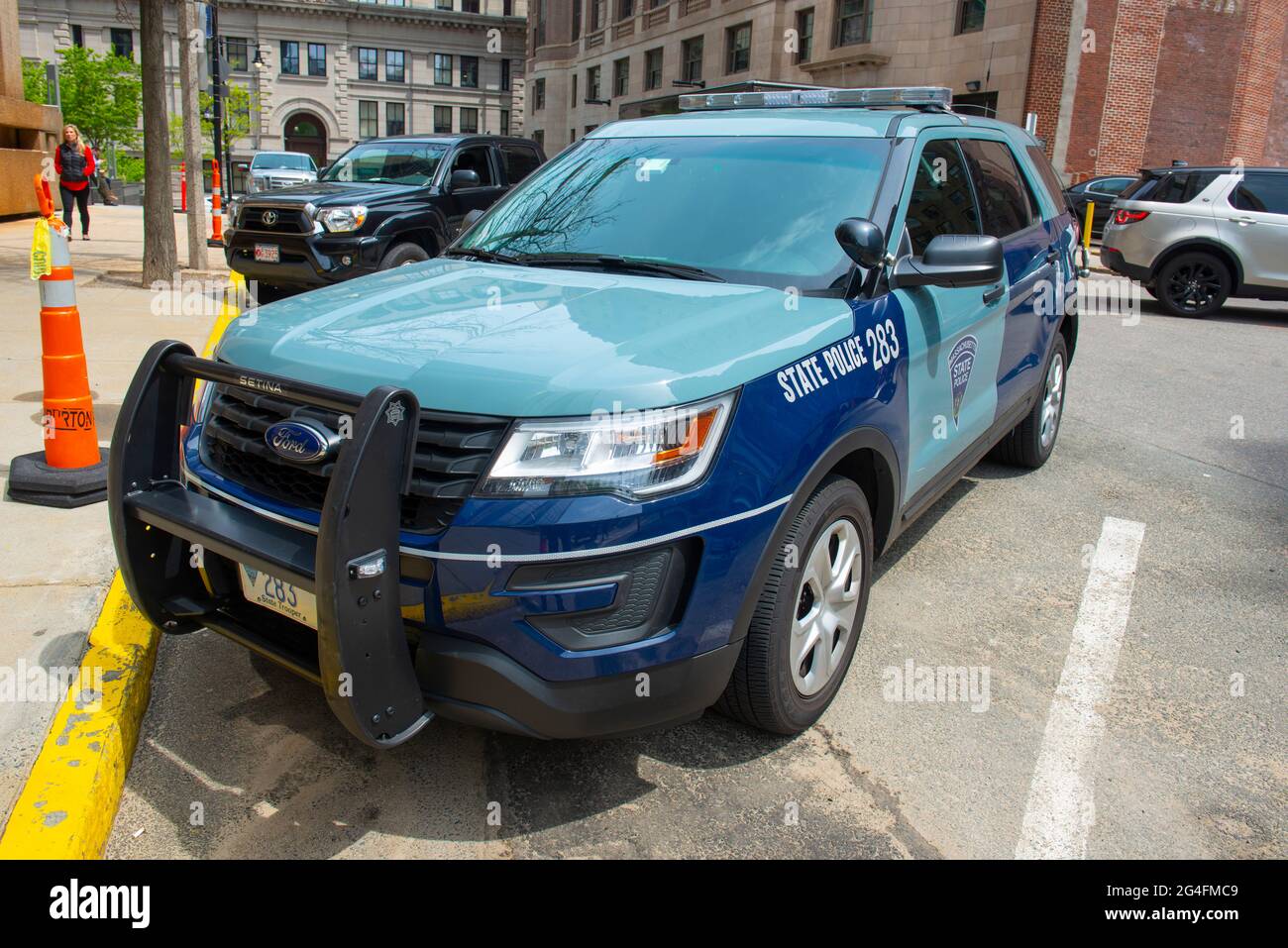 Massachusetts State Police trooper car on Beacon Hill in downtown Boston, Massachusetts  MA, USA Stock Photo - Alamy