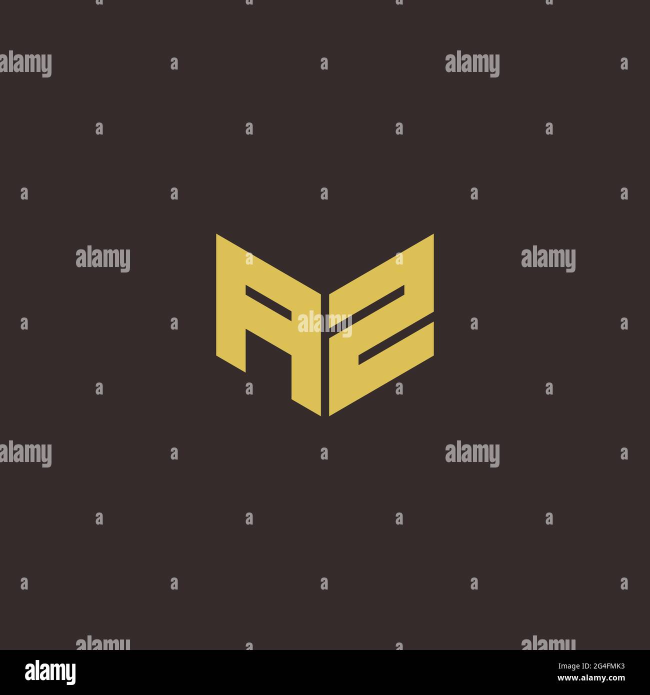 AZ A Z ZA Logo Letter Initial Logo Designs Template with Gold and Black Background, Vector icon modern Stock Vector