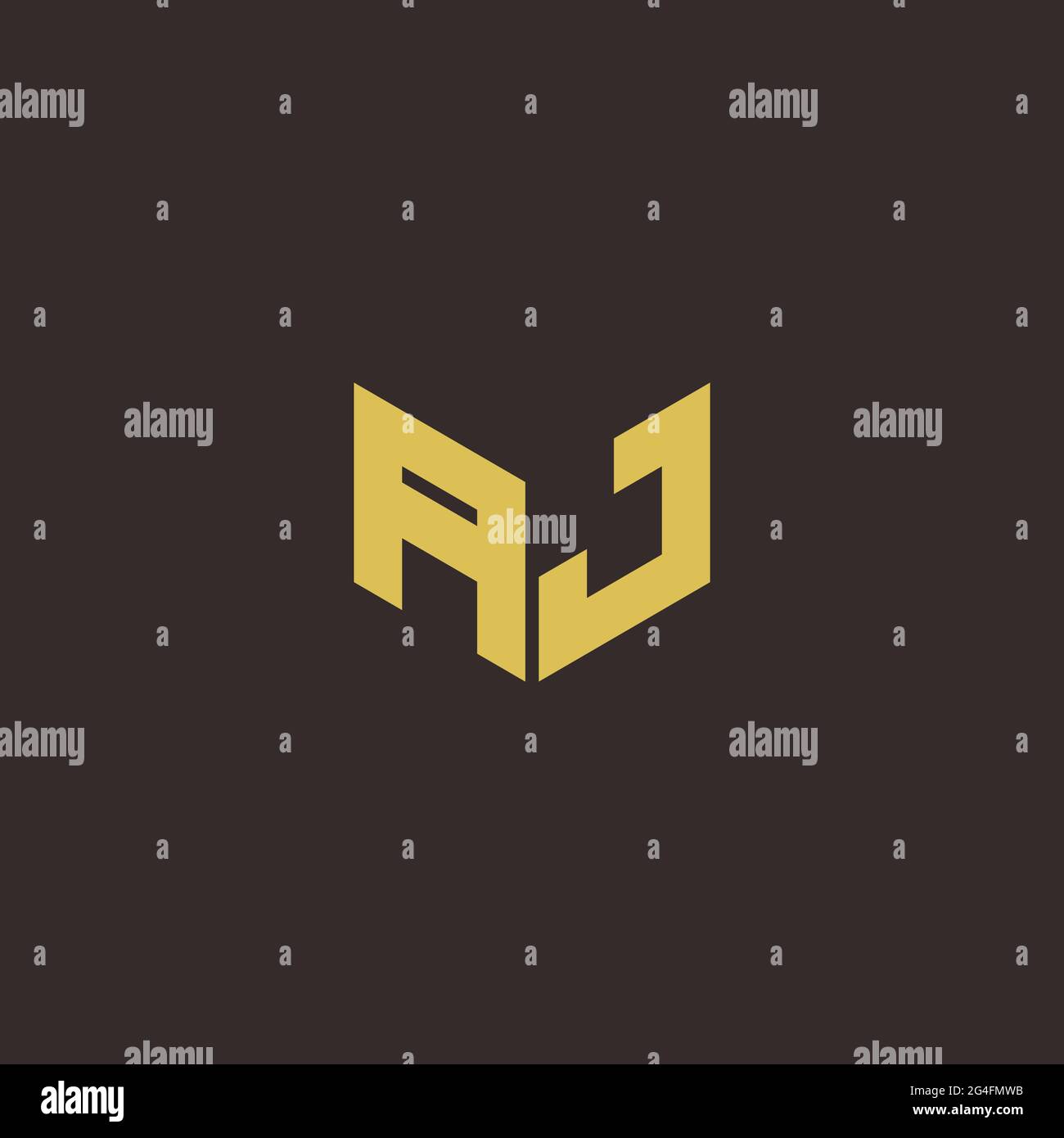 AJ A J JA Logo Letter Initial Logo Designs Template with Gold and Black Background, Vector icon modern Stock Vector