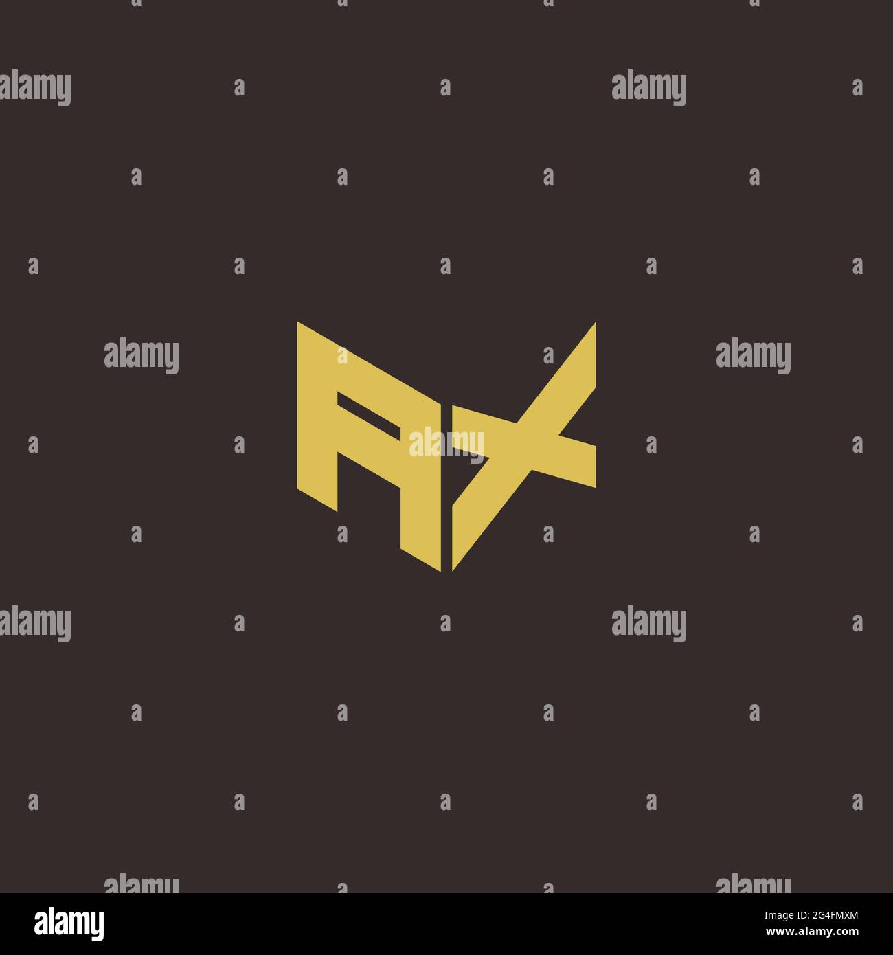 AX A X XA Logo Letter Initial Logo Designs Template with Gold and Black Background, Vector icon modern Stock Vector