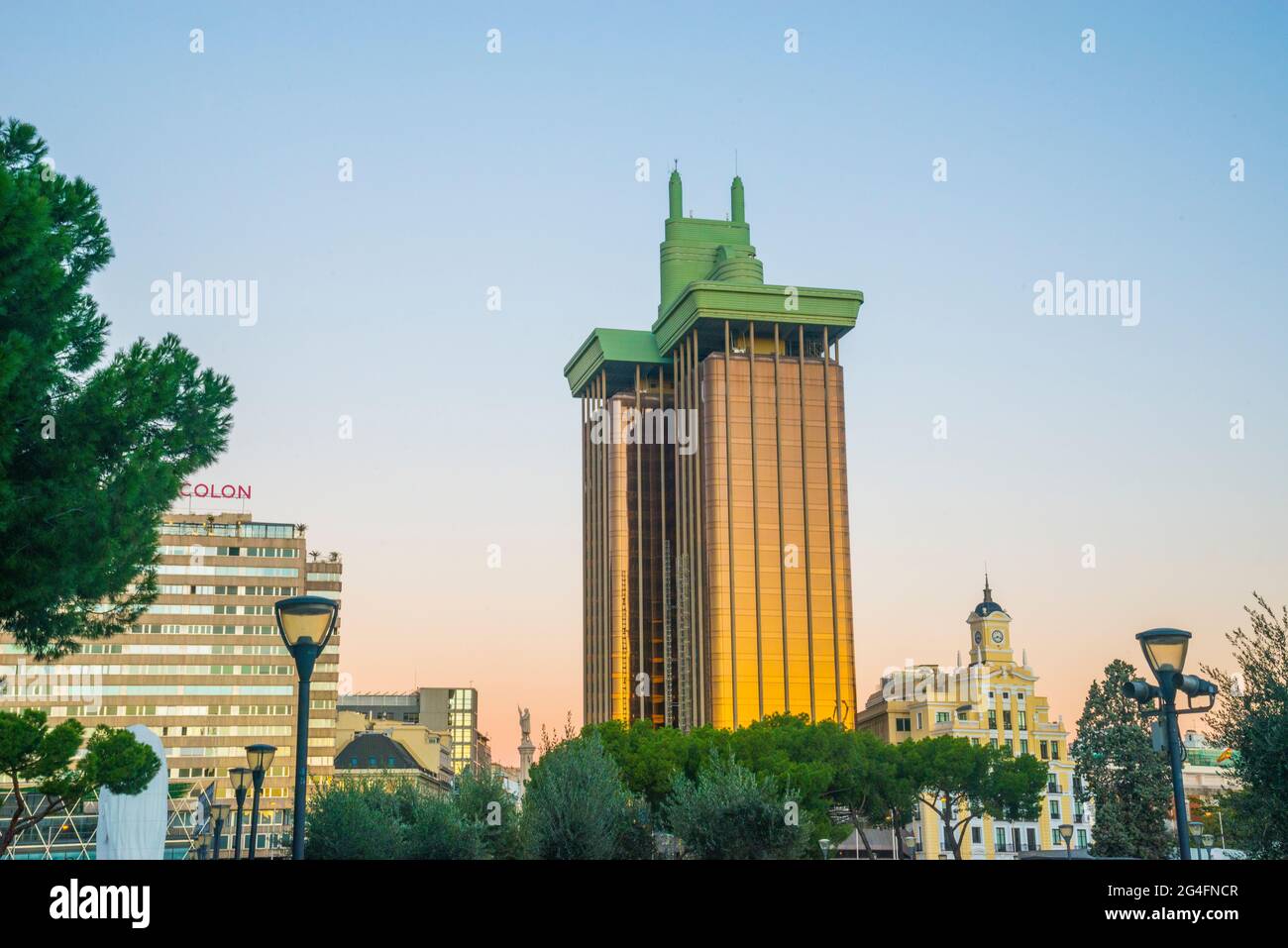Jerez Towers. Plaza de Colon, Madrid, Spain. Stock Photo
