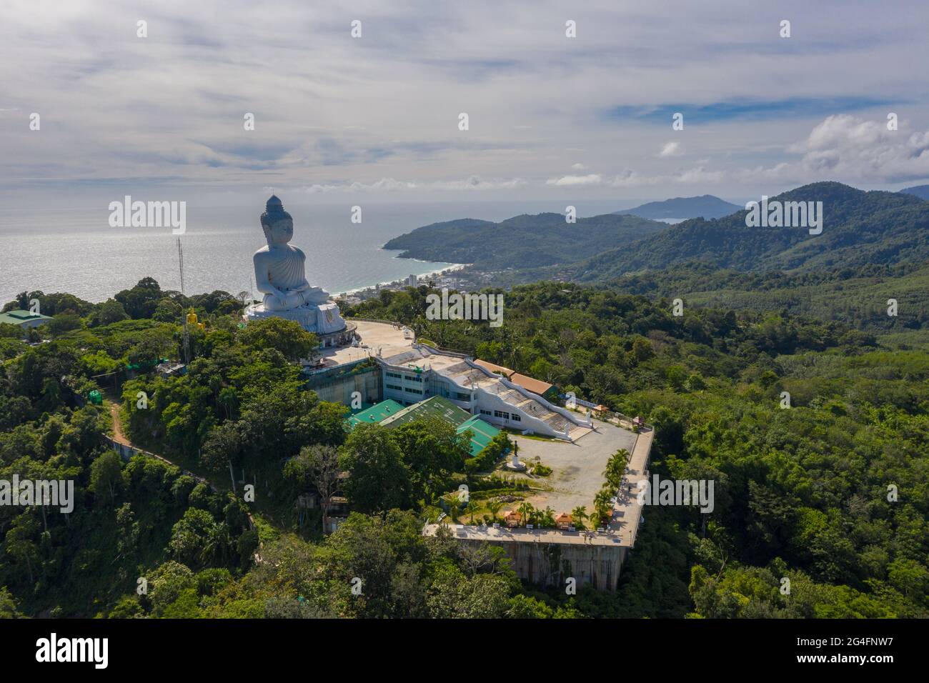 aerial photography Phuket big Buddha in sunny day Phuket Big Buddha is ...