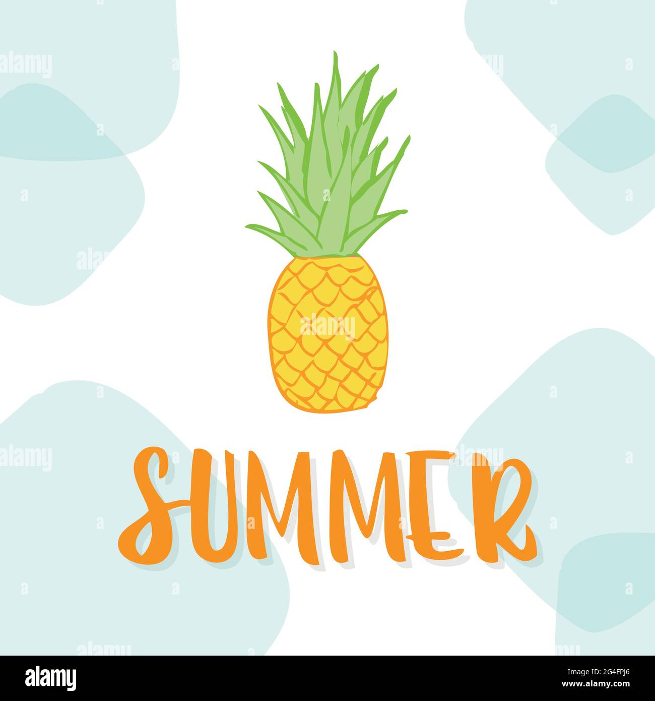 Summer lettering. Hand drawn pineapple. Vector illustration, hand drawn design Stock Vector