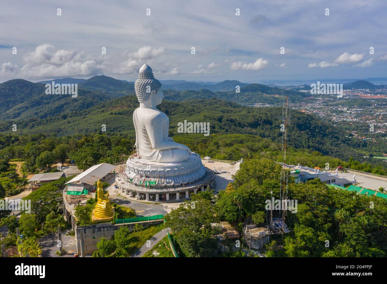 aerial photography Phuket big Buddha in sunny day Phuket Big Buddha is ...