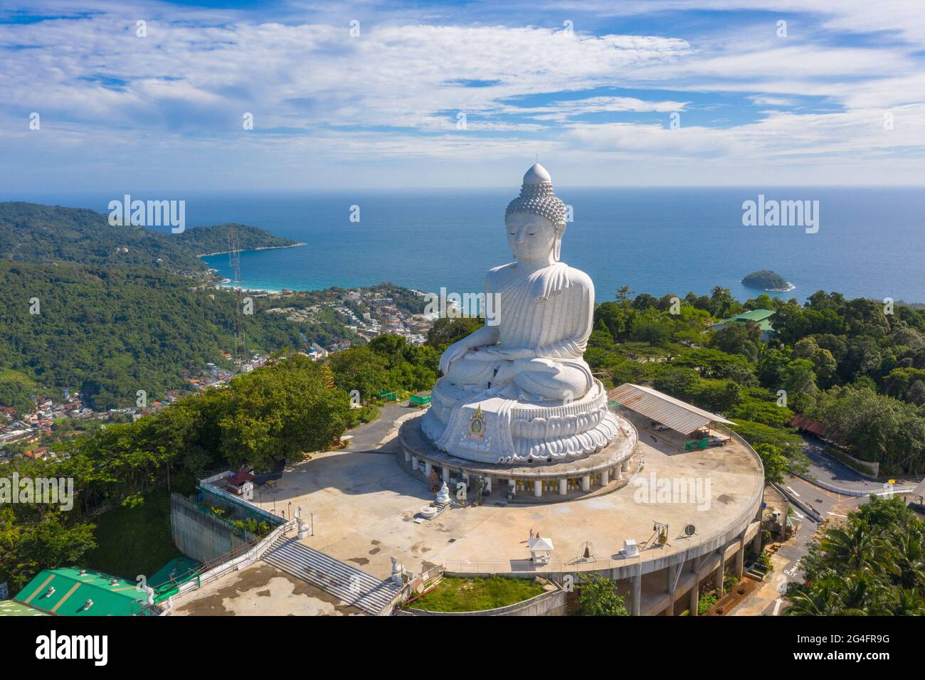 aerial photography Phuket big Buddha in sunny day Phuket Big Buddha is ...
