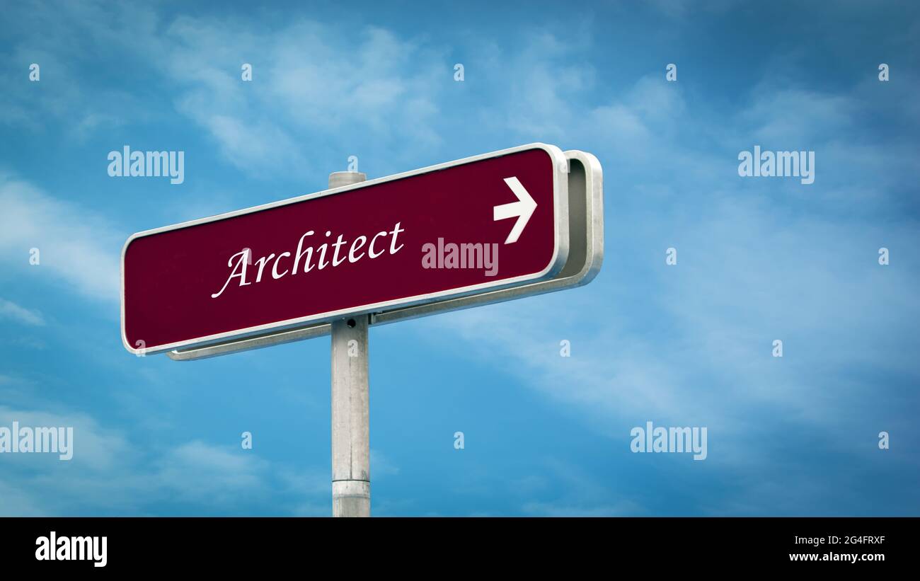 Street Sign the Direction Way to Architect Stock Photo - Alamy