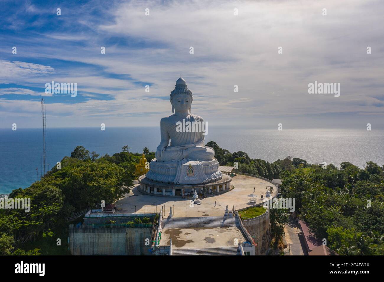 aerial photography Phuket big Buddha in sunny day Phuket Big Buddha is ...