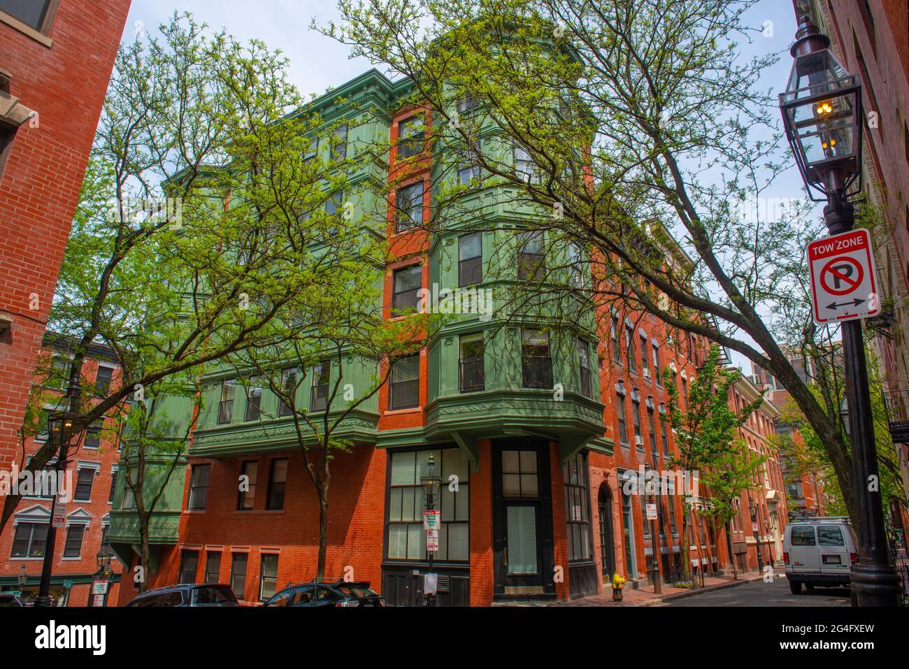 Historic Buildings at 63 Myrtle Street at Garden Street on Beacon Hill