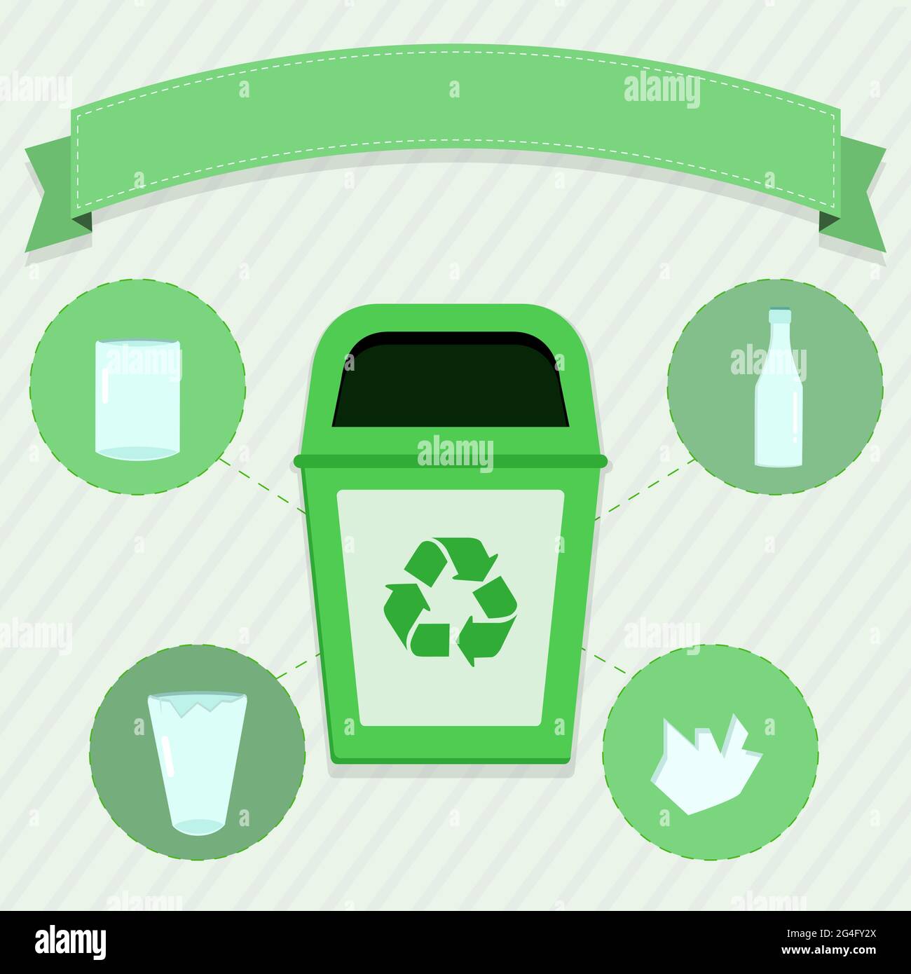 Green trash for the selective collection of glass Stock Vector