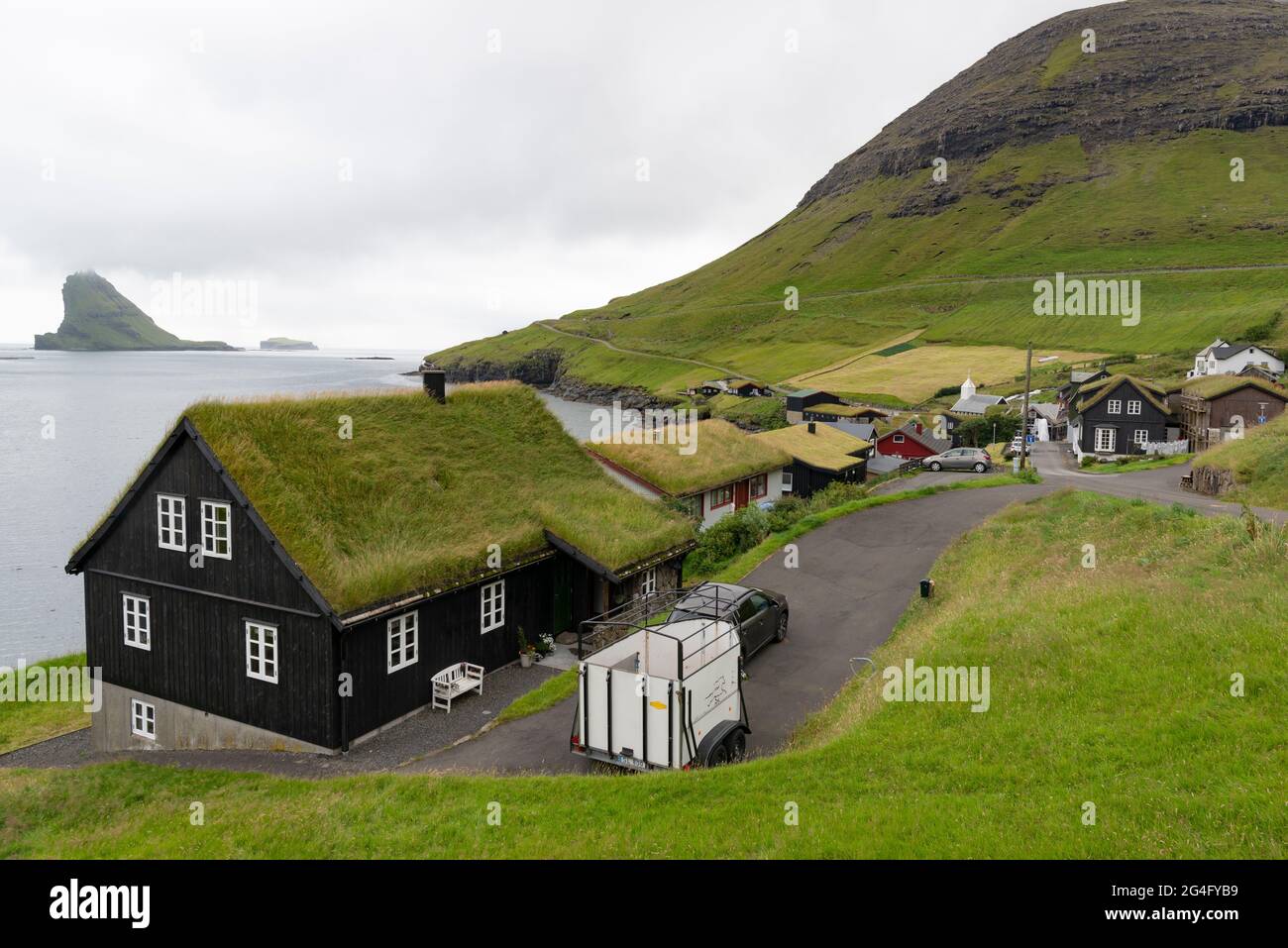 The village of Bøur on Vagar island in the Faroe Islands Stock Photo