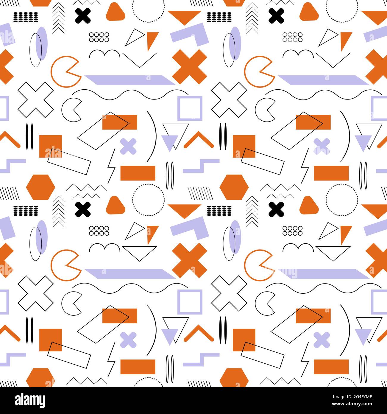 Trendy elements memphis seamless pattern vector d  Stock Vector