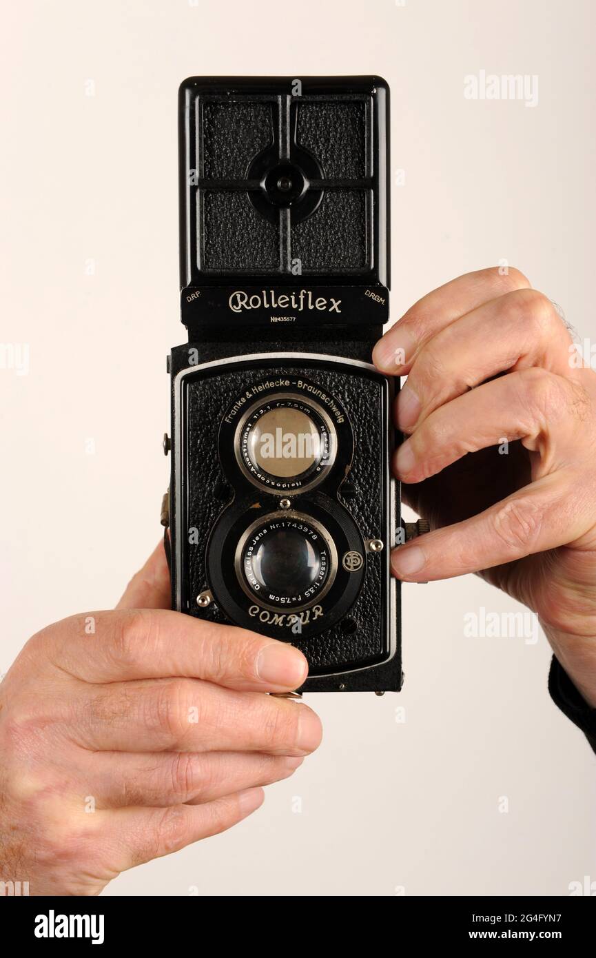 Standard Rolleiflex 6x6 K2  twin lens reflex camera made in 1932 Stock Photo