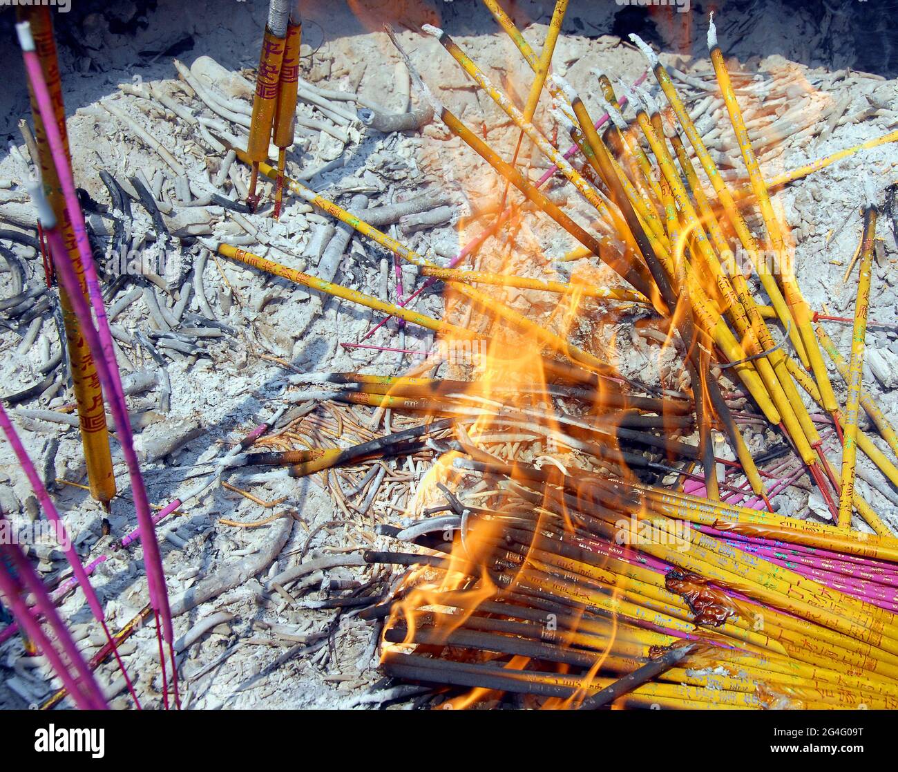 Burning incense sticks at the old Famen Temple, Shaanxi Province, China