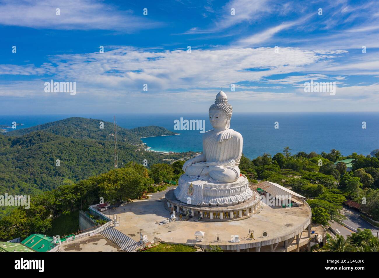 aerial photography Phuket big Buddha in sunny day Phuket Big Buddha is ...