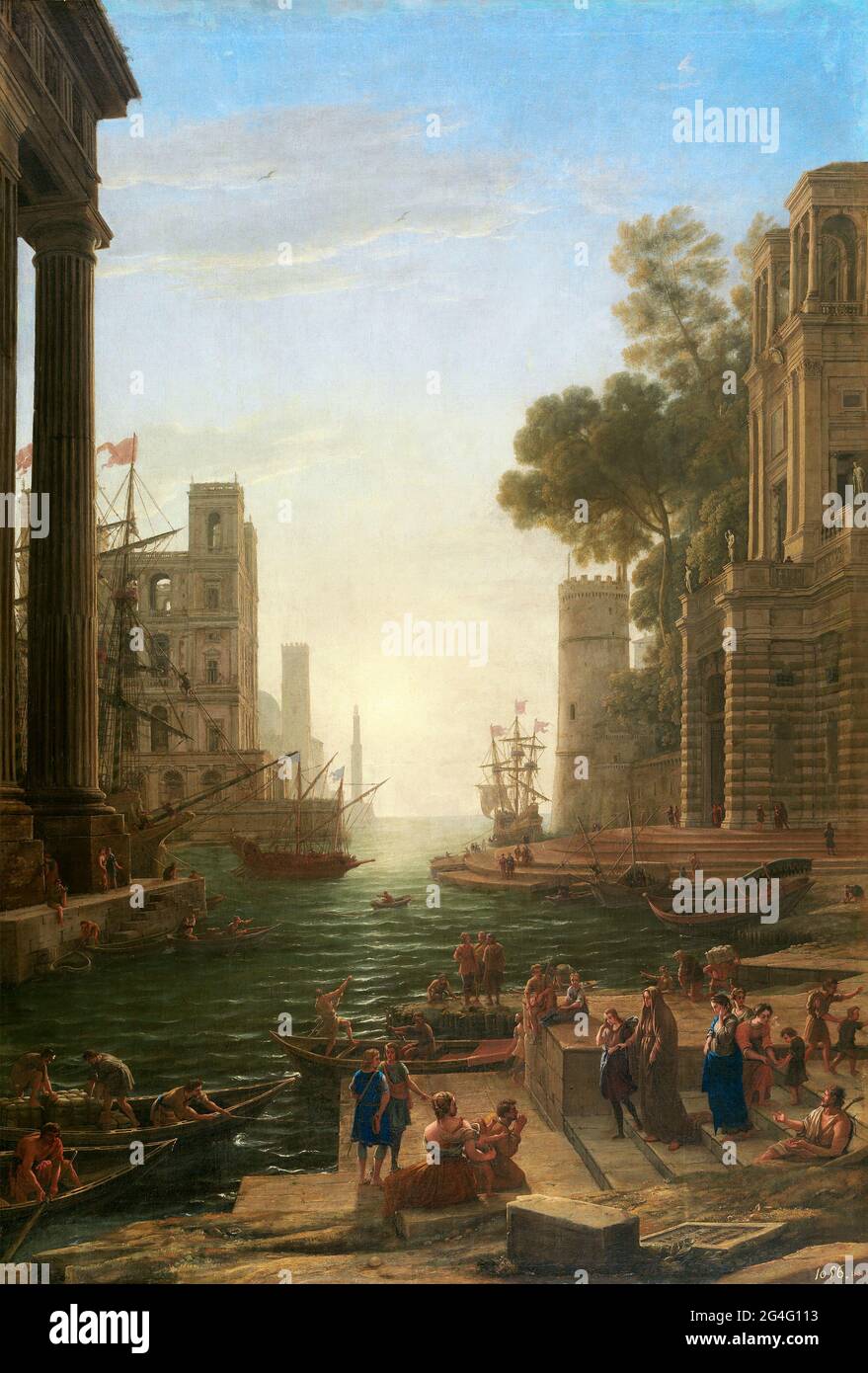 Claude Lorrain. The Embarkation of Saint Paula by the French Baroque painter, Claude Lorrain (b. Claude Gellée, c. 1600 -1682), oil on canvas, c. 1639 Stock Photo