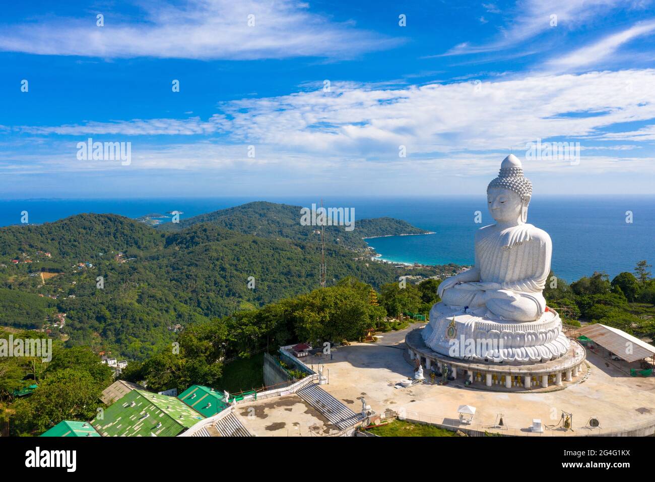 aerial photography Phuket big Buddha in sunny day Phuket Big Buddha is ...