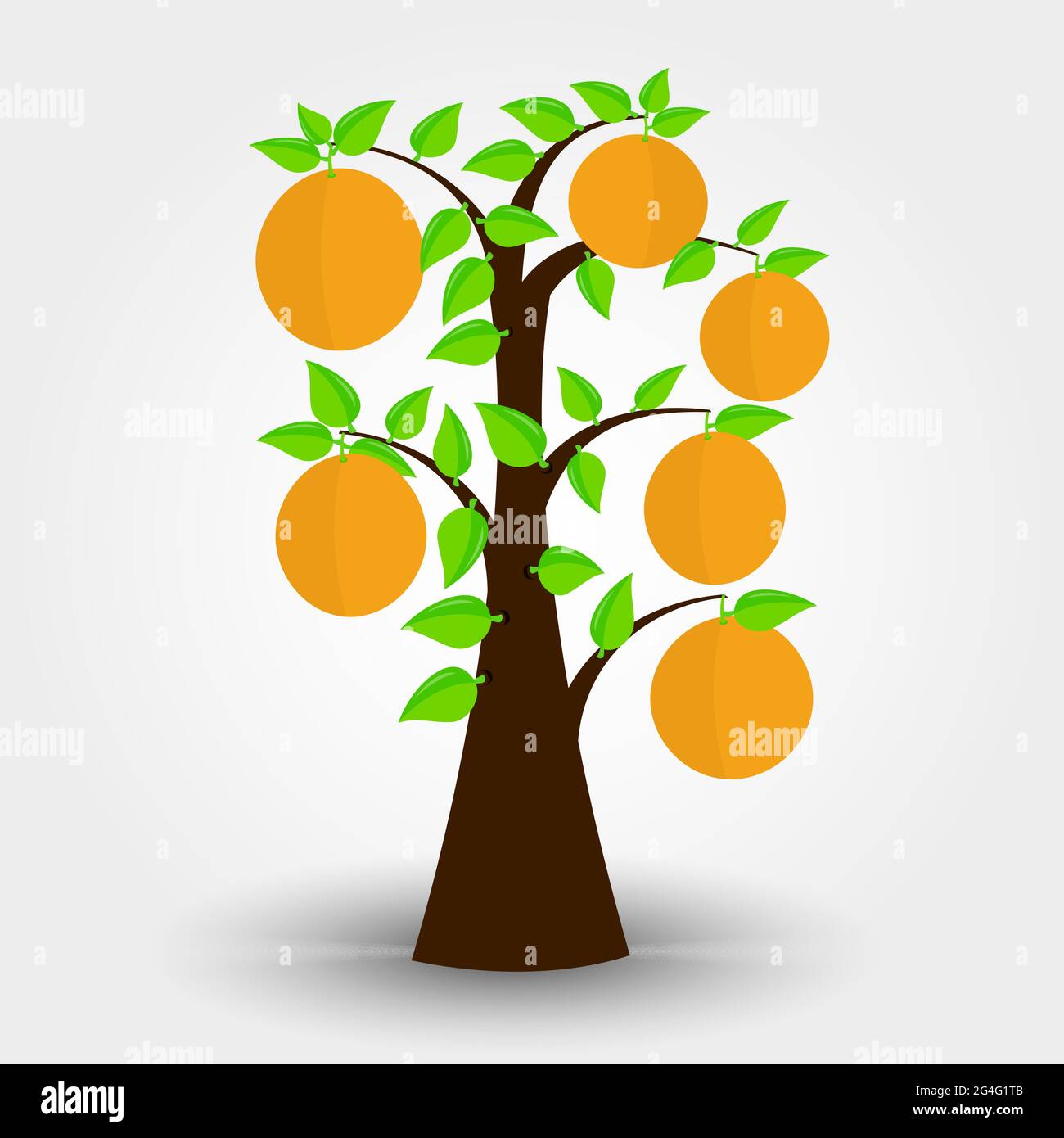 Orange tree isolated on a gray background with shadow. Editable. Stock Vector