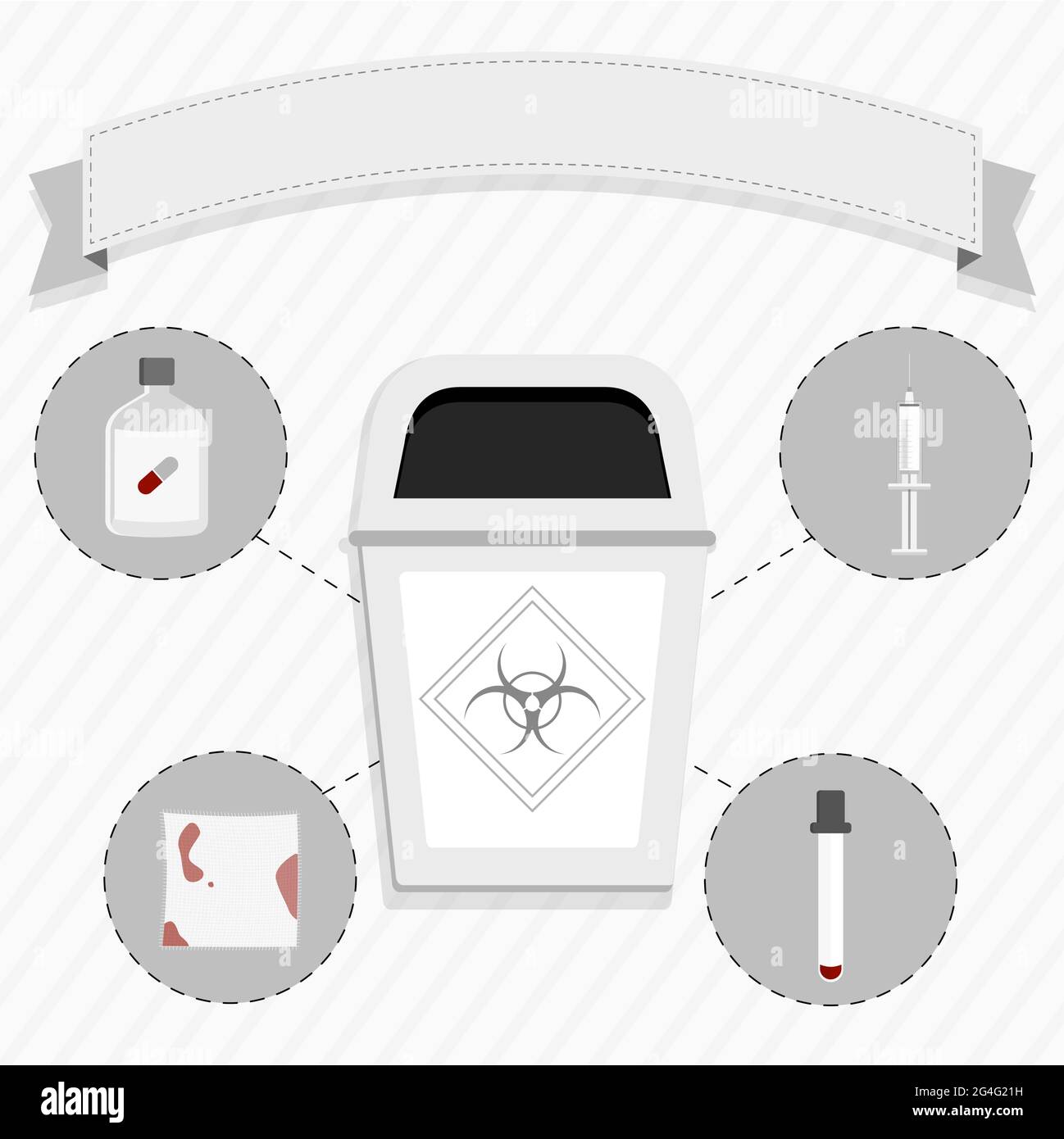 White trash for the selective collection of medical waste. Stock Vector