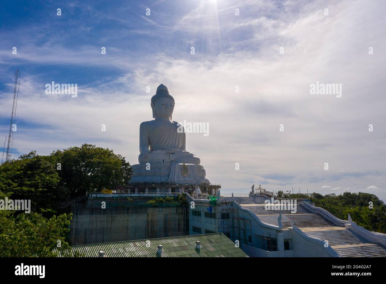 aerial photography Phuket big Buddha in sunny day Phuket Big Buddha is ...