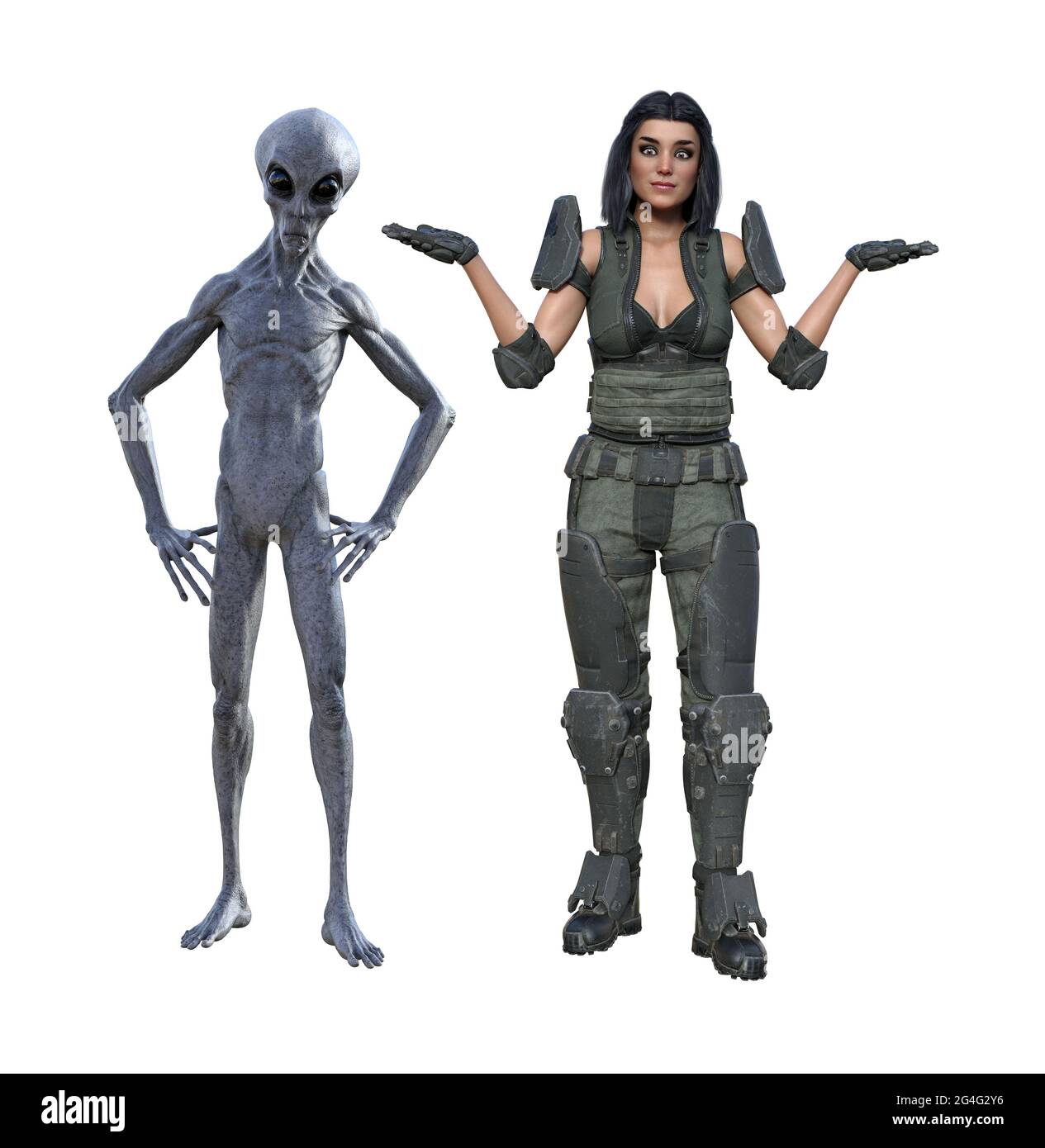 3d illustration of a futuristic female soldier portraying a whatever ...