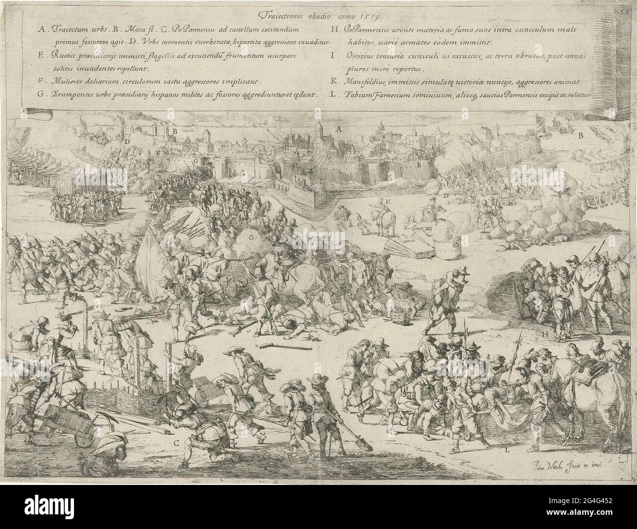 Siege From Maastricht By The Army Of The Duke Of Parma From 12 March To 29 June 1579 View Of The City Building Scissors Fights For The City And Removing Wounded