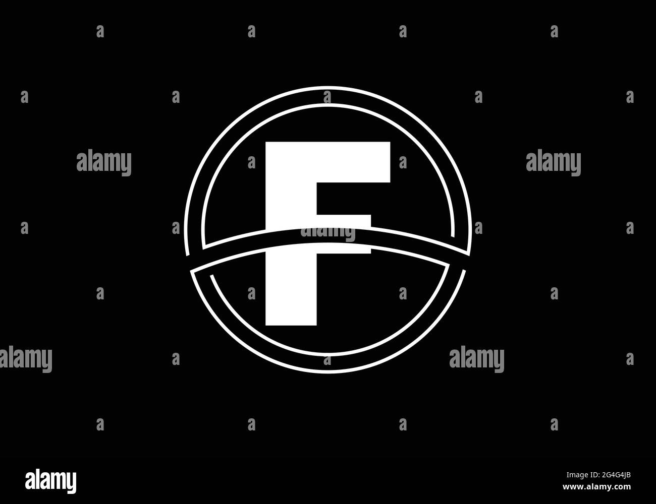 F In Circle Initial letter F with circle frame. Graphic alphabet symbol for ...