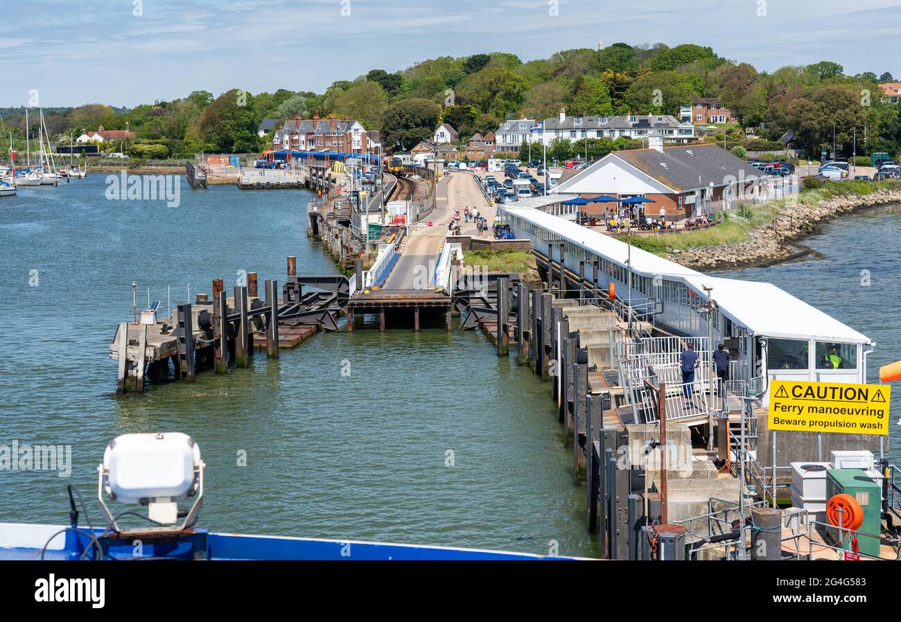 The Isle of Wight ferry coming into its purpose built dock at Lymington