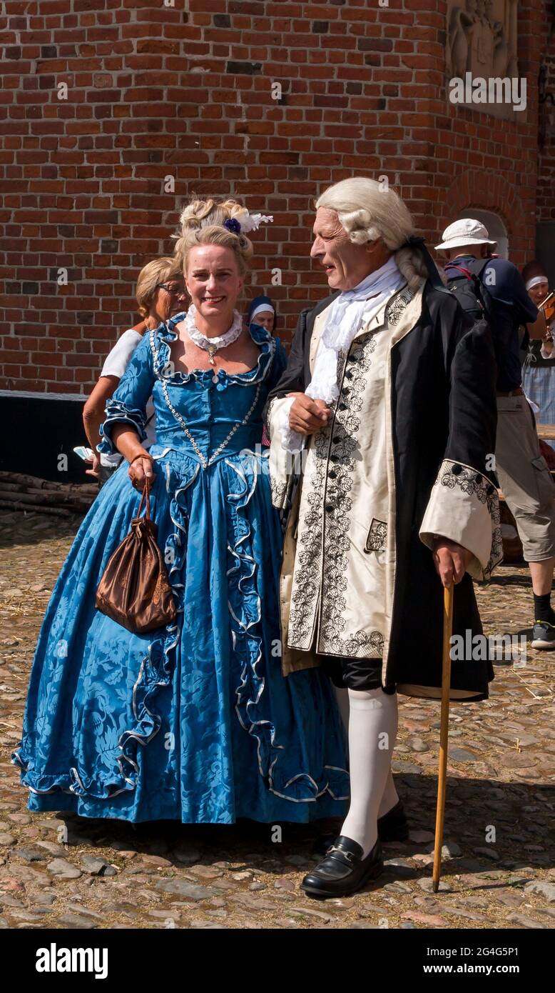 Auning, Denmark - 19 June 2021: The Count and the Countess at the market in the 18th century Stock Photo