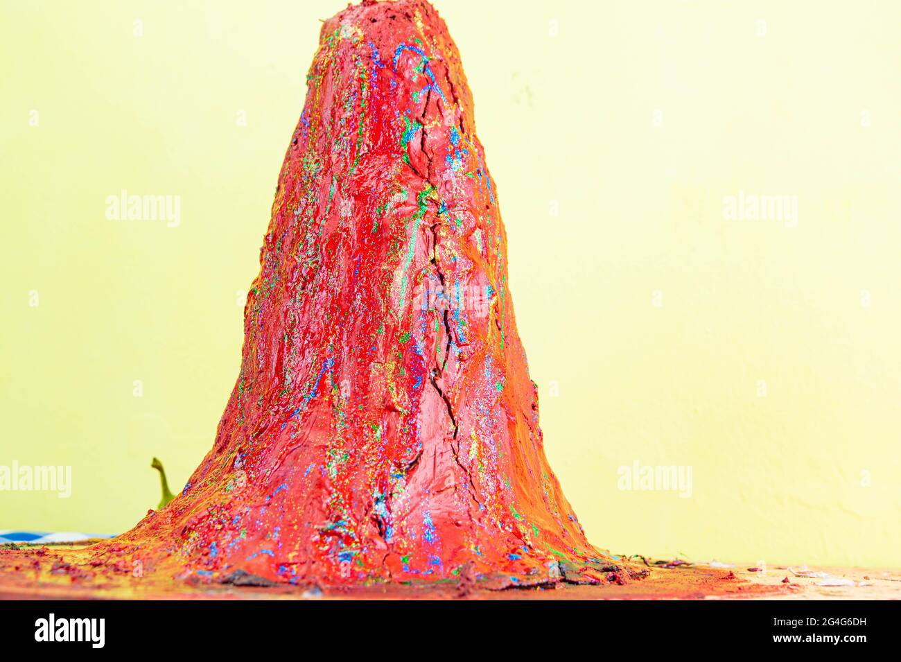 Volcanic clay model school projects. Children's school work. Volcano