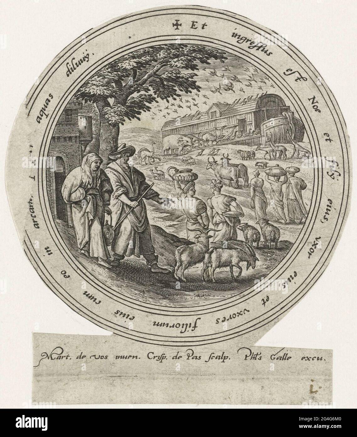 . A procession of animals draws the ark, of any kind of a couple. Above ...