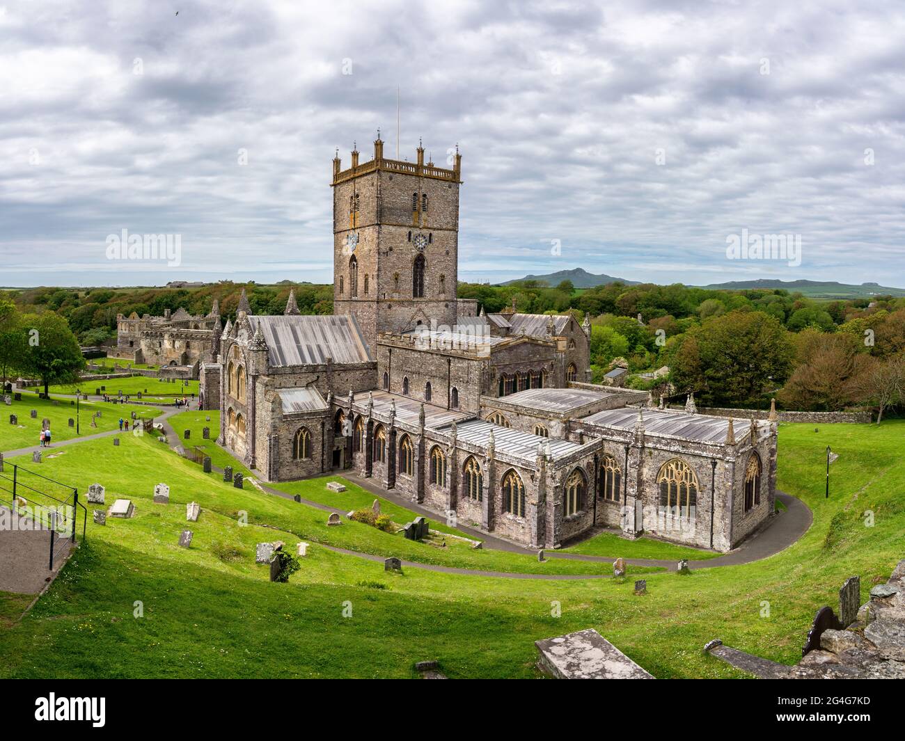 St David's cathedral in the little city of St David's in Pembrokeshire in South Wales UK Stock Photo