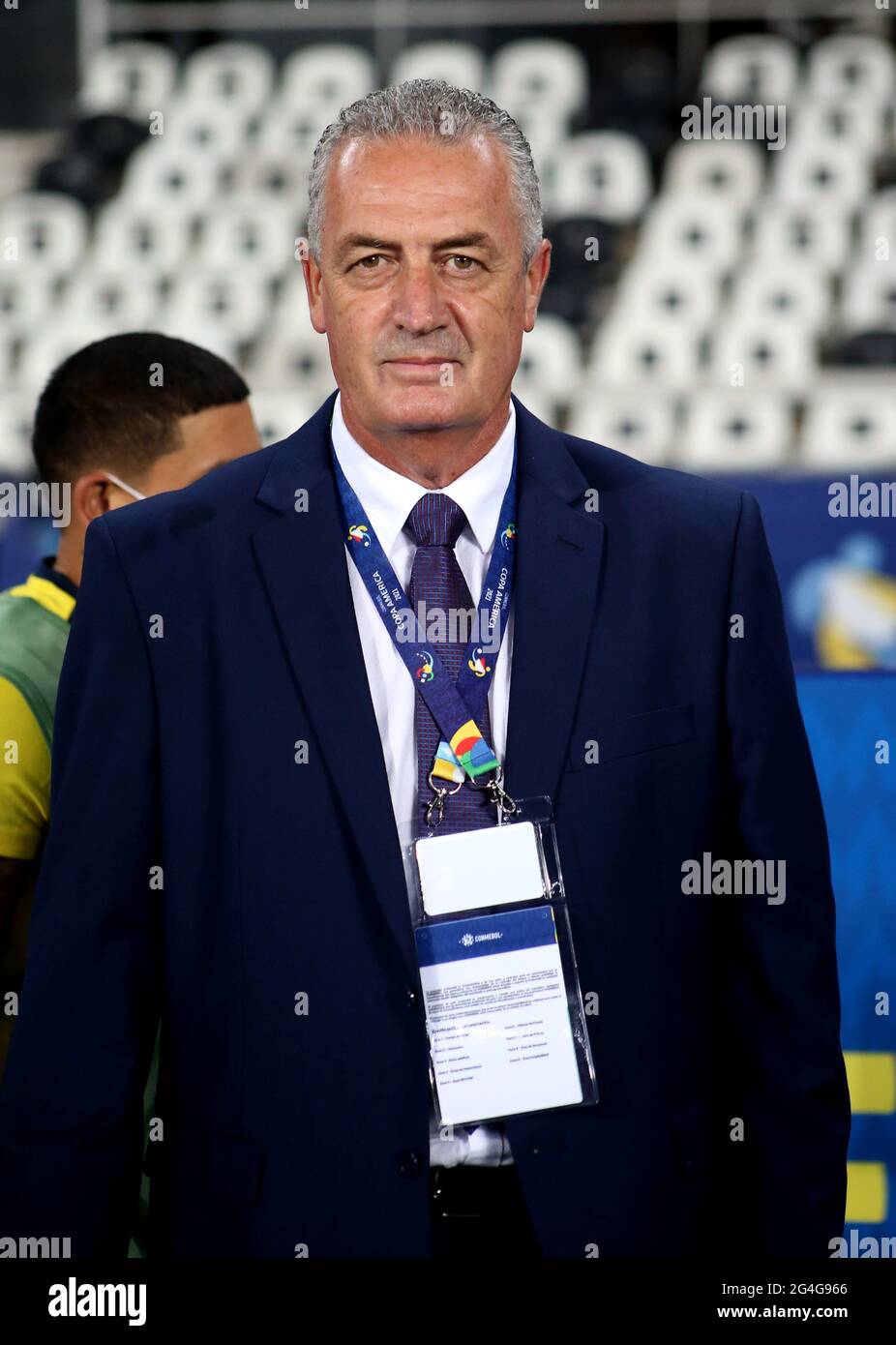 Ecuador head coach Gustavo Alfaro stands for the national anthem before an  international friendly soccer match against Cape Verde, Saturday, June 11,  2022, in Fort Lauderdale, Fla. (AP Photo/Lynne Sladky Stock Photo -