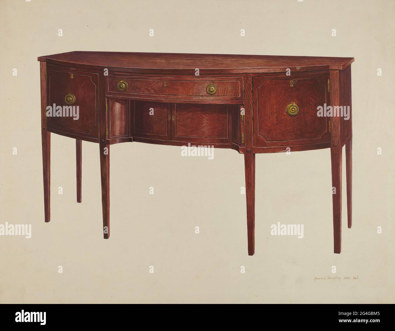 Lot - ANTIQUE SHERATON-STYLE MAHOGANY SIDEBOARD, image size:1300x1090