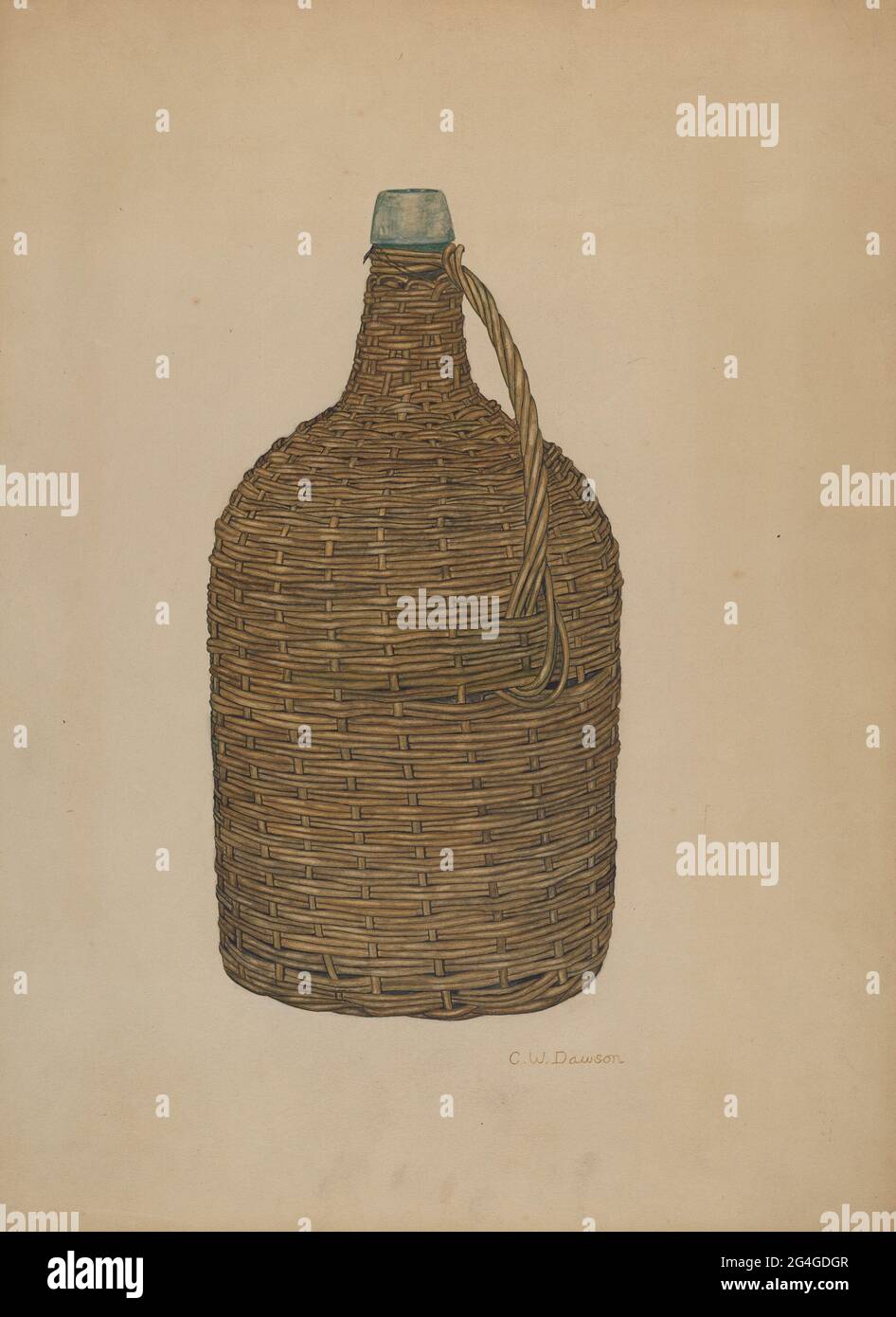 Wicker Demijohn, c. 1940 Stock Photo Alamy