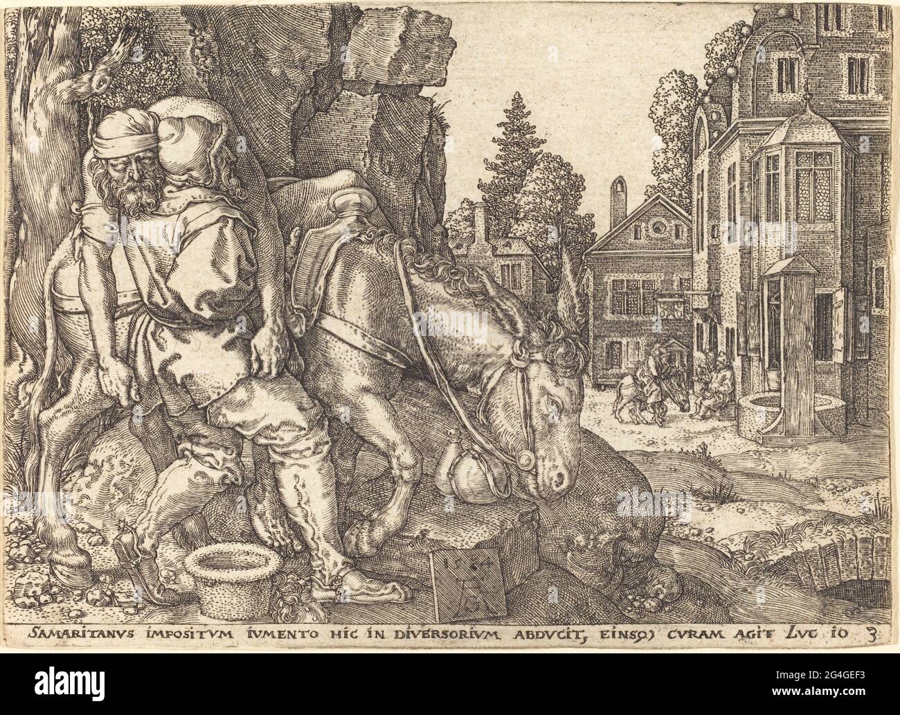 The Good Samaritan Placing the Traveler on a Mule, 1554 Stock Photo Alamy