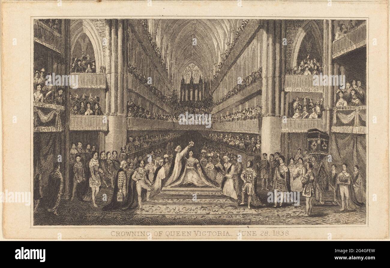 Crowning of Queen Victoria, June 28, 1838 [right half], 19th century. Stock Photo