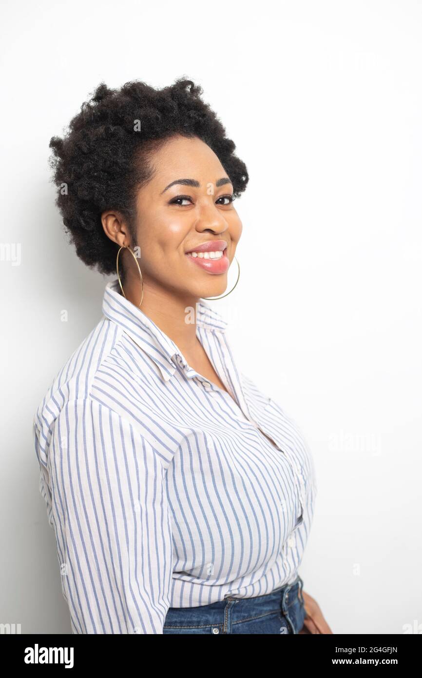 Portrait of a smiling African American young woman. Happy business ...