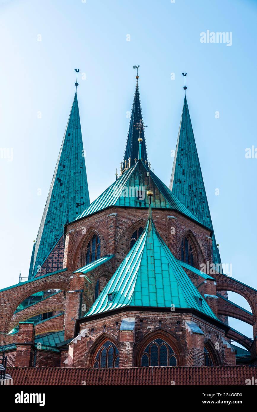 Rear facade of the Lübeck Cathedral in the center of Lübeck, Germany ...