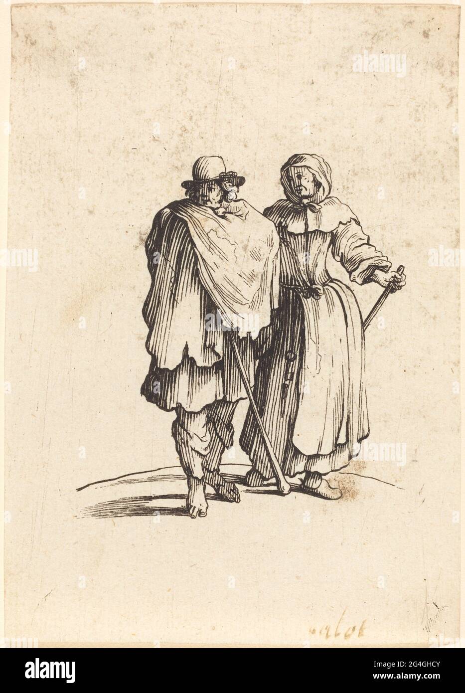 Beggar Couple, 17th century. Stock Photo