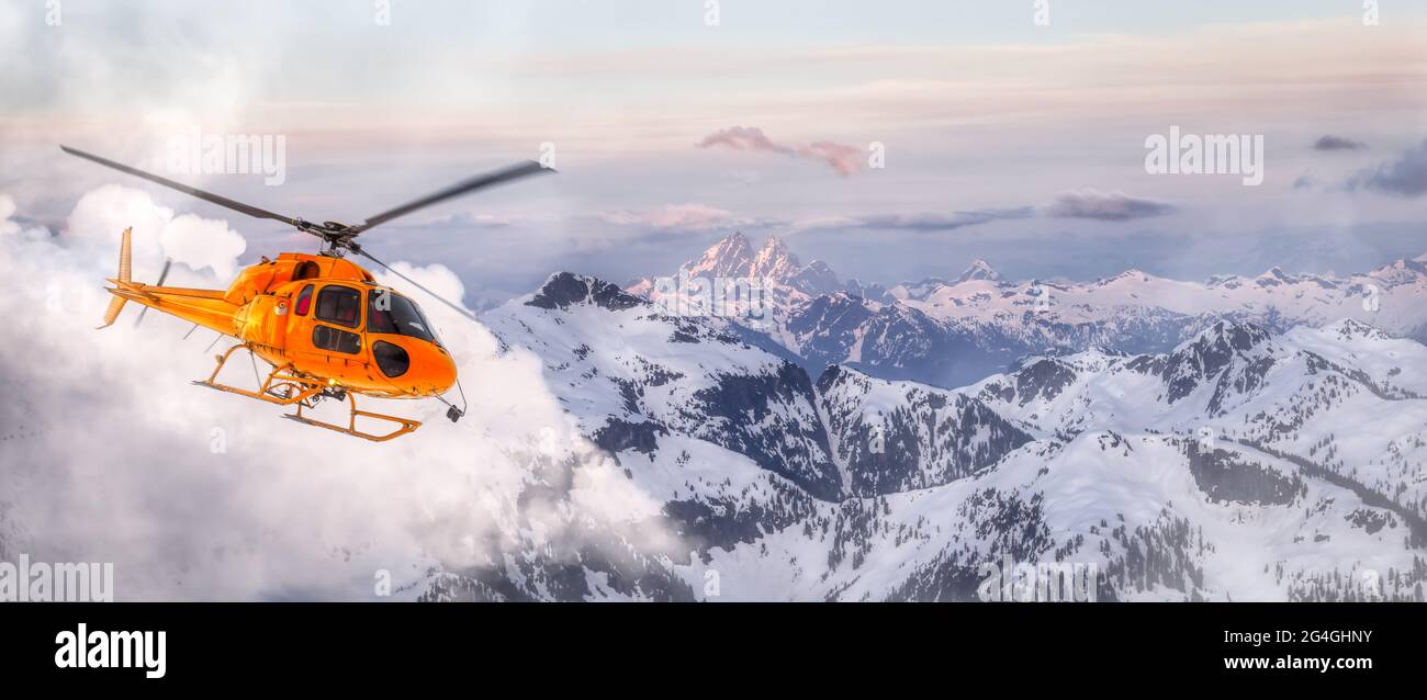 Yellow helicopter flying hi-res stock photography and images - Alamy