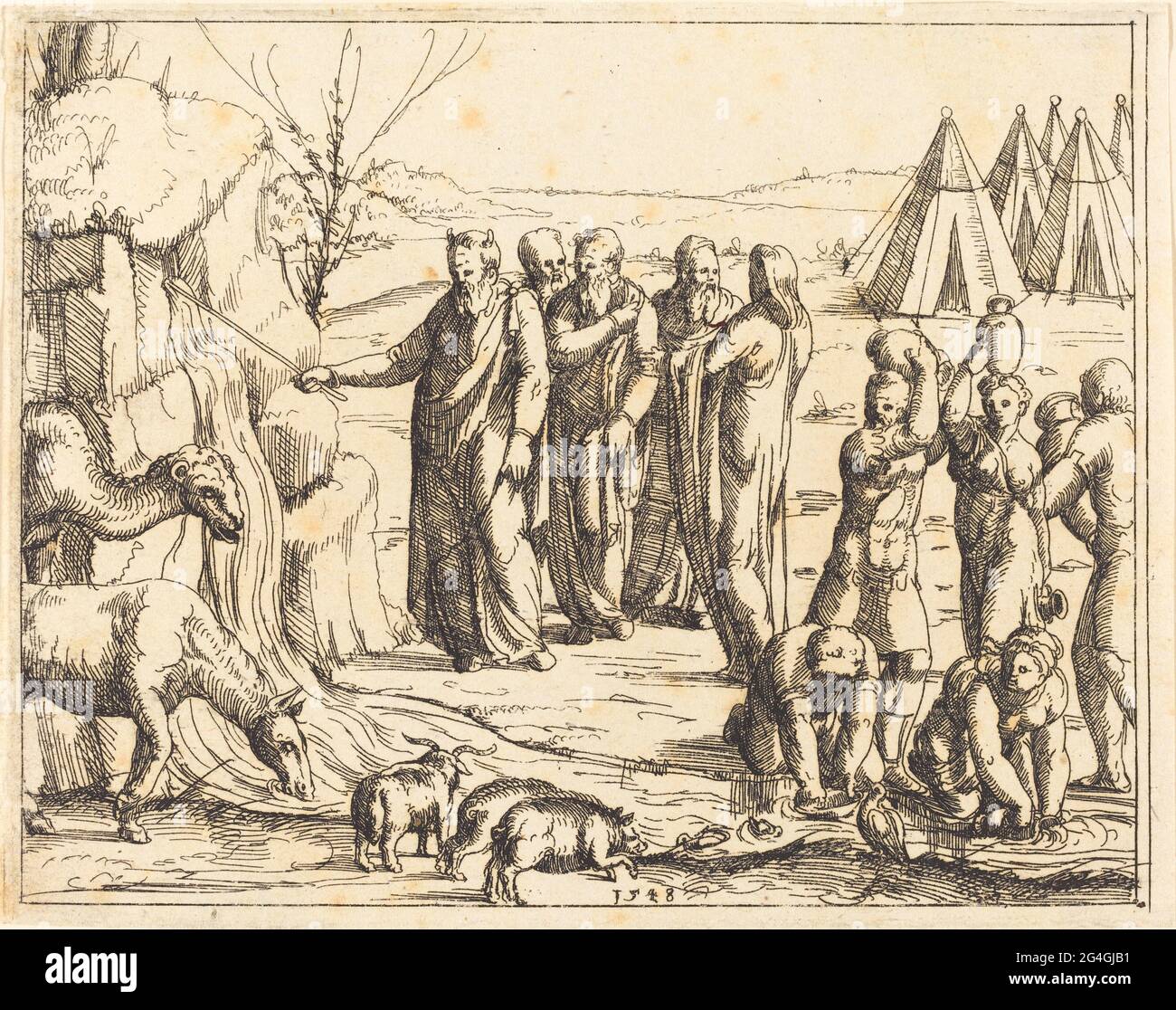 Moses Striking the Rock Stock Photo - Alamy