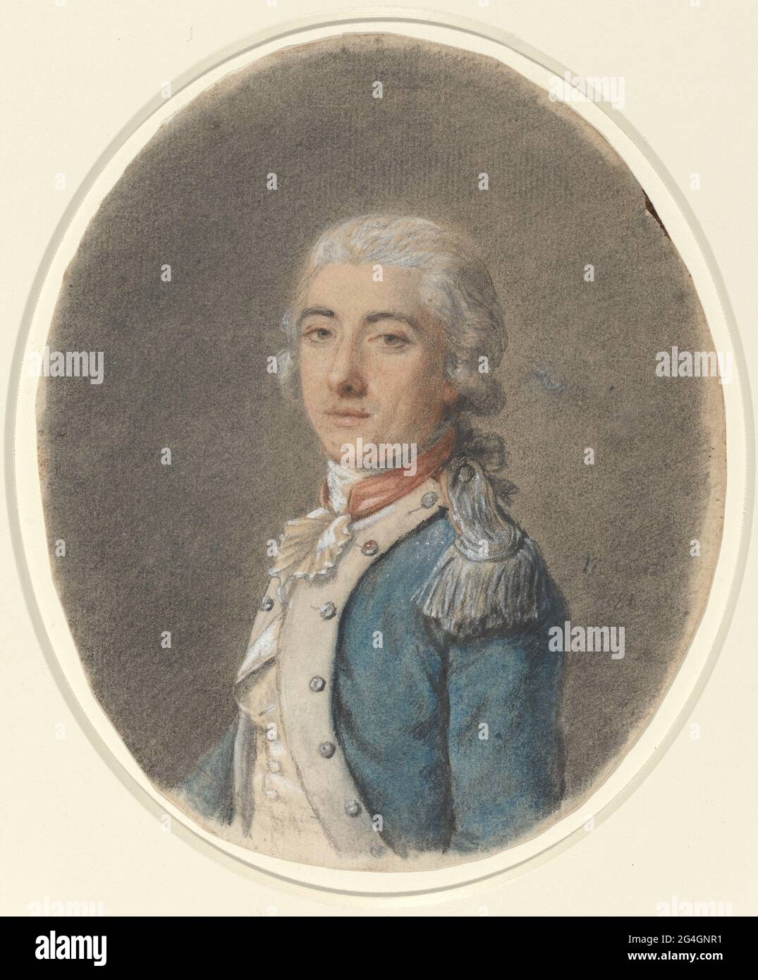 Portrait of a Man in a Military Uniform, 18th century. Stock Photo