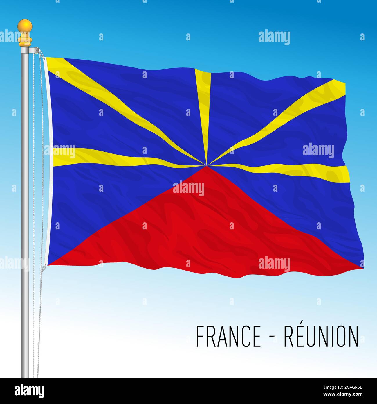 Reunion island flag, France, african overseas territory, vector illustration Stock Vector