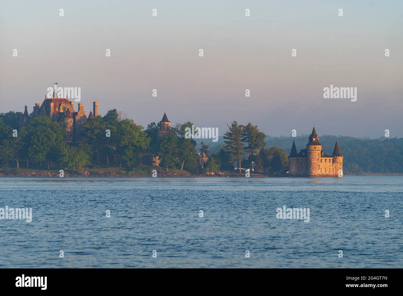 Boldt Castle, a major landmark and tourist attraction, is located in the Thousand Islands region of New York on Heart Island in the Saint Lawrence Riv Stock Photo